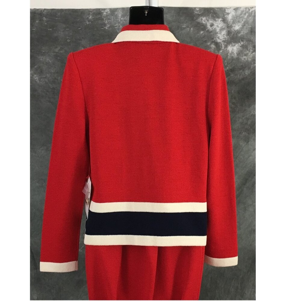 NWT NEW St John collection knit red white blue jacket skirt suit size 4 6 - Picture 7 of 9
